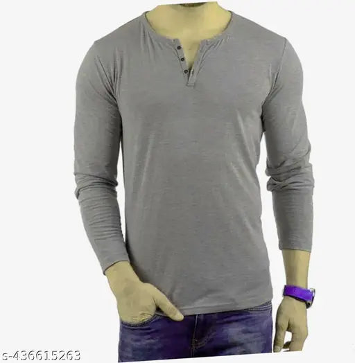 Cotton blend men's high neck t-shirt in solid color, casual and party wear