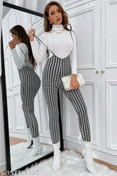 Lycra printed net women's dungaree, trendy long-sleeved fashion, size XL