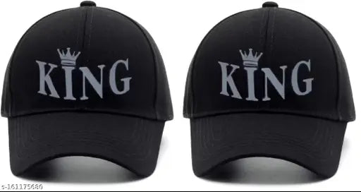 Stylish new rubber-printed king caps combo pack for men and boys - cotton baseball caps with colorful prints, two pack, made in India