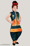 Silk blend three-quarter sleeve Patiwala dresses set with jacket, pant & dupatta - Indian girls' fashion