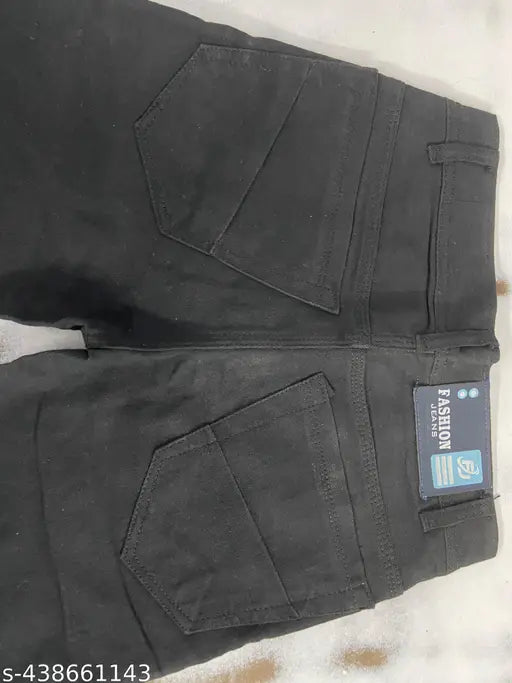 Fashionable print design black cotton blend jeans for men - unique pattern, low price, size 26/28/30