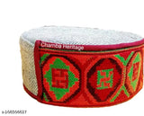 Woolen unisex Himachali cap, traditional patterned topi from India