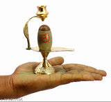 Brass Narmada Stone Shivling with lota for pooja use - Indian-made small Shiva lingam for home worship