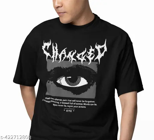 Men's cotton oversized graphic print T-shirt, unisex trendy size XS to XXL, short sleeves, popular design, fashionable and versatile