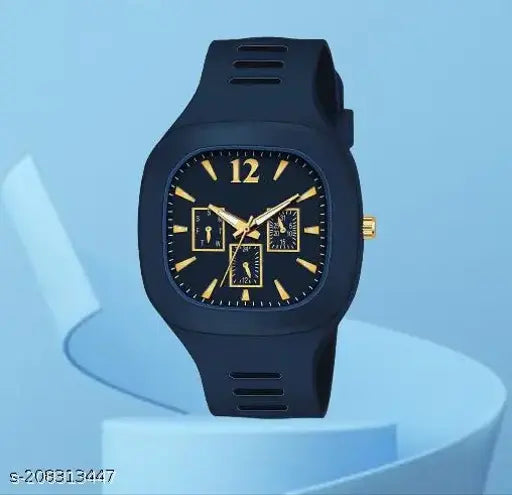 Multicolor silicon square analog watch for boys, stylish and versatile for any occasion