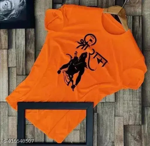 Premium Unisex Polyester T-Shirt with Jai Shree Ram Print, Ram Mandir Ayodhya Special. Polyester half sleeves, lightweight and comfortable, perfect for all seasons