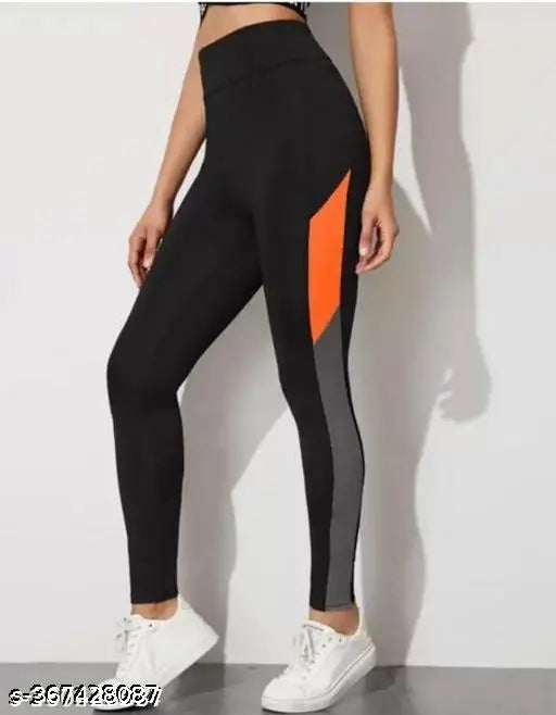 Stretchable striped cotton blend track pants for women & girls, size 28-34 inch, great for yoga and gym