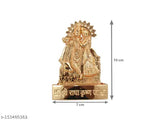 Brass Krishna idol set: 4x4 inch Radha Krishna statues from India