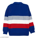 Woolen colorblocked sweater for boys winter wear, keeps kids warm and stylish. Soft wool fabric, suitable for ages 4-5, made in India