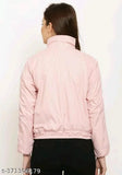 Polyester long sleeve winter jacket for girls, solid pattern in trendy style