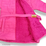 Nylon blend girls winter jacket, solid pattern, regular fit design