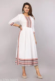 Embroidered rayon Nyra cut kurti for women, three-quarter sleeves, multiple sizes available (XS - 5XL)