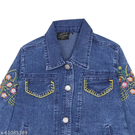 Stylish boys' denim jacket, new design spread collar, long sleeves, embellished net, India origin, winter collection