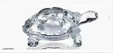 Crystal clear glass turtle plated Feng Shui tortoise plate, 14cm x 6cm decorative showpiece for Vastu and Lucky Gift Puja articles