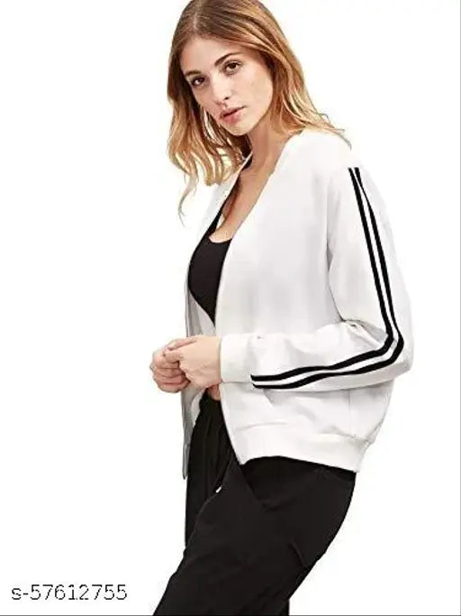 Fabricorn Women's Fleece Cotton Blend Round Neck Sweatshirt Jacket - Solid color, perfect for jeans or leggings