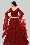 Embroidered net lehenga choli with semi-stitched dupatta, free size (44m waist, 44m length), Indian embroidery on display