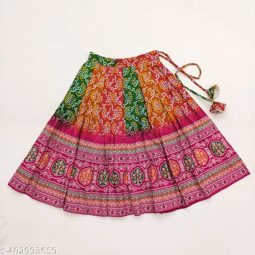 Bright Floral Printed Rayon Lehenga Choli, fully stitched, girls 28 years, India