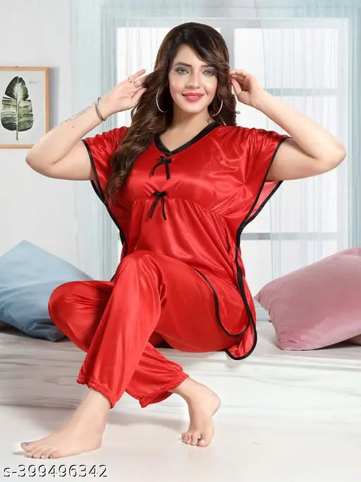 Imported solid net kaftan nightsuit, free size Indian nightwear for sleep and lounge