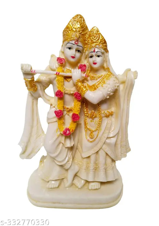 Antique finish, polyresin multicolor Lord Radha Krishna Love Couple Statue. Decorative showpiece for home or office." (106 characters)