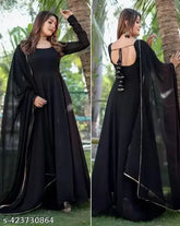 Georgette, floral print Anarkali dupatta set for festive wear and parties, long sleeves, India origin