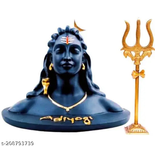 Poly Resin Adi Shankara Adiyogi Ji Plus Trishul Combo for home decor, festival, or pooja, India origin