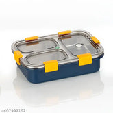 Stainless steel 3-compartment leak-proof BPA-free lunch box with spoon and chopsticks, durable for school or office use, portion control and dishwasher safe