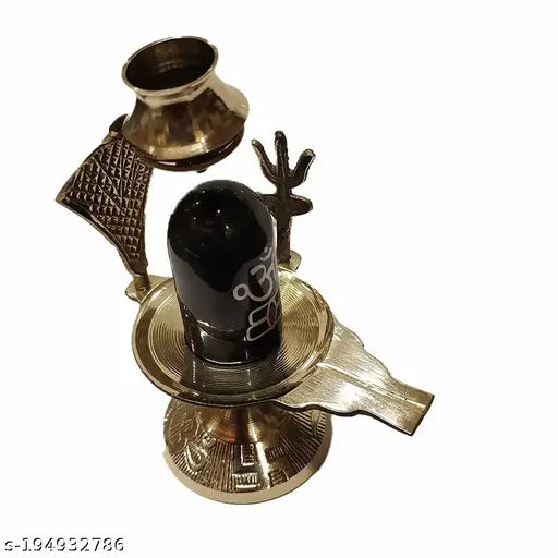 Black Brass Haridwar Shivling statue for Hindu Pooja, 7cm x 10cm x 5cm