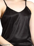 Satin Women's Night Suit top and shorts set, solid pattern, comfortable fashion for special nights, India-made