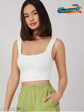 Ribbed white cotton blend sleeveless gym tank top, solid pattern for fitness workouts or yoga