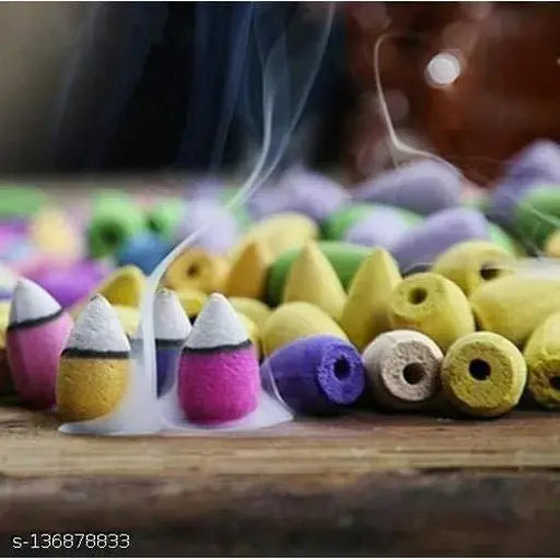Ashi Enterprises Smoke Ganesha Backflow Incense Burner with 20 free cones. Polyresin, multicolor Ganesh idol for homes, offices, or gifts. Smoky waterfall effect on display. Made in India