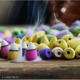 Ashi Enterprises Smoke Ganesha Backflow Incense Burner with 20 free cones. Polyresin, multicolor Ganesh idol for homes, offices, or gifts. Smoky waterfall effect on display. Made in India