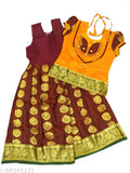 Silk & art silk embellished Lehanga Cholis for kids, traditional Indian attire with semi-silk jacquard top and zari art silk bottom