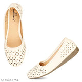Synthetic leather women's & girls flat lasercut bellies for casual & party wear. Textured footshez offering a modern style statement with comfortable sole. Perfect fit and a wide spectrum of stylish designs from India