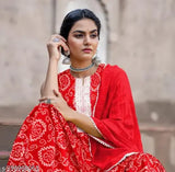 Red Rayon Blend Printed Kurta Sharara Set - Diwali2024 Special Self-Gift, elegance redefined on Indian model