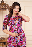 Kashish Rayon Printed Night Suit Top and Pyjama Coord Sets - Rayon nightwear set with short sleeves and printed pattern, available in sizes S-XXL