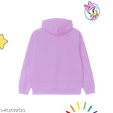 Multi-colored cotton blend girls' winter hoodie, long sleeves, printed net pattern for 3-14 years