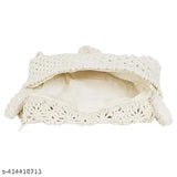 Exquisite handwoven macrame bag, sustainable fabric, boho flair, 1 compartment, embroidered net, free size (L8in x W10in x H1in), Indian craftsmanship