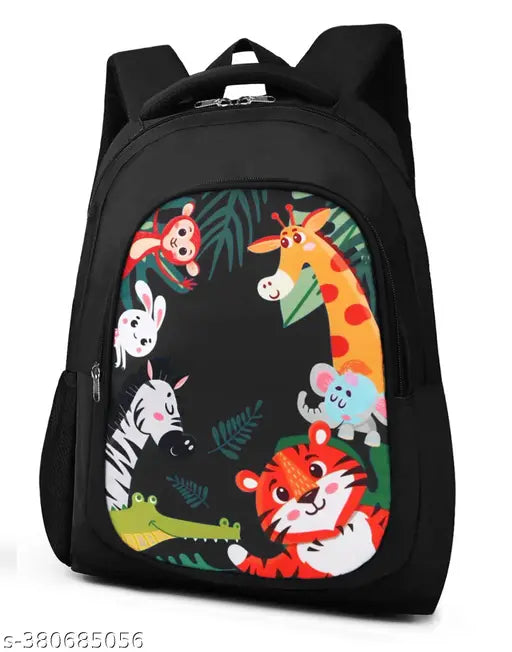 Black waterproof polyester school bag with pencil pouch, ideal for students of all ages
