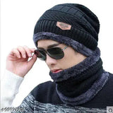 Woolen unisex winter cap set with balaclava & scarf, perfect for warm and stylish winter look. Handcrafted wool & fur fabric, India origin