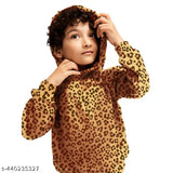 Boys cotton hoodie with printed all-over design, long sleeves and cuffed hem, available in various sizes from 2-3 years to 10-11 years. Made in India