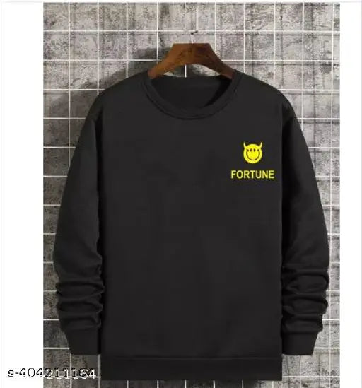 Men's printed cotton blend white, black, yellow round neck t-shirt, long sleeves. Cool typography design for casual outfits. Made in India