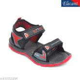 Black synthetic Elecant kids sandals for boys (5.5-11 years), printed net design, comfortable velcro closure