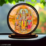 High-quality wooden, matte finish Lord Ram idol for car and home decorative showpiece, ideal for gifting purposes. Double-sided tape pre-installed. Dimensions: 3in x 3.2in (idol) & 3in x 9in (hanging). Made in India