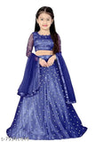 Pink embroidered net Lehenga, Choli and Dupatta set for girls, 3/4 sleeve, Indian ethnic wear party attire