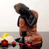 Resin Buddha Statue (Medium), serene poly resin figurine. 23cmL x 10cmH x 17cmB, perfect for zen spaces or gifting. Made in India