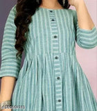 Cotton checkered kurta with three-quarter sleeves, size XXS to XXXL. Indian women's ethnic wear