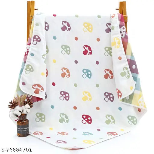 Mushroom-hued 100% cotton, 6-layer stroller cover/swaddle wrap. Versatile baby blanket for winter, breathable & soft, ideal for protection, swaddling, or play