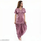 Pastel satin night suit for summer, suitable for women and girls. Comfortable sleepwear from MANOJ ENTERPRISES