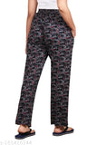 Stylish cotton pyjamas and lounge pants with printed net pattern, one-side pocket. Indian-made comfortable sleepwear for women and girls, size 34, 36, 38, 40, 42, 44, 46, 48, 50, 52