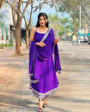 Georgette 3pc set kurti for women - sleeveless, printed with dupatta and bottomwear, size S (36in bust, 12in shoulder), India origin